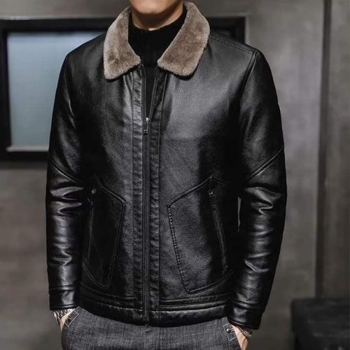 Leather Men Far Jacket.